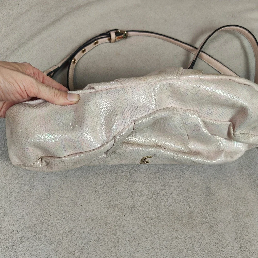 Vintage Y2K Juicy Couture Purse Pink Iridescent Metallic Snakeskin Flap‎ Purse